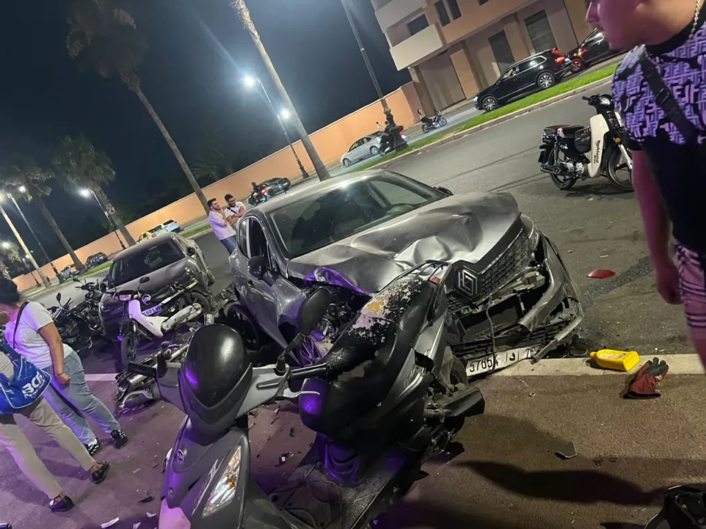 Traffic Incident in Marrakech: Cars Collide on Restricted Roadway