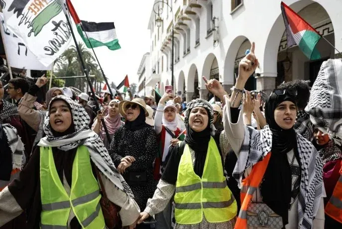 Thousands of Moroccans Rally in Rabat to Support the Palestinian Cause