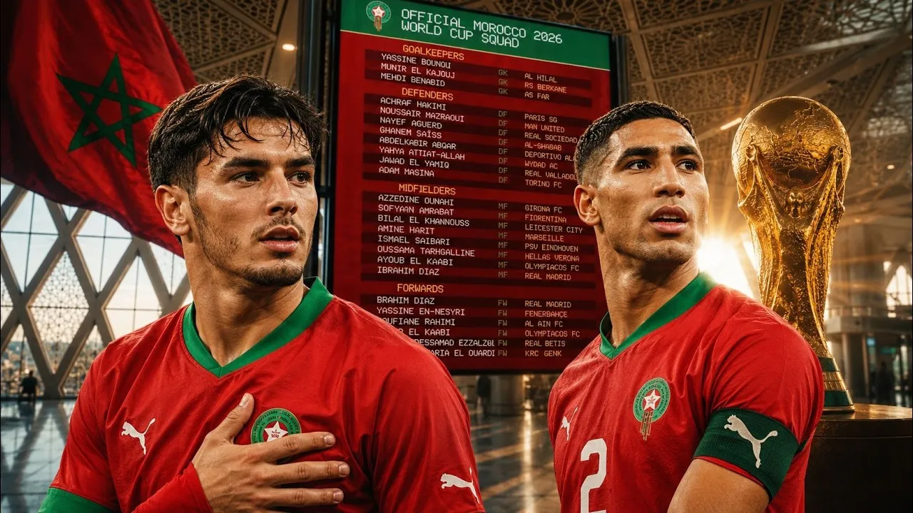 Official Announcement: Morocco's Squad for the 2026 World Cup Includes Hakimi and Brahim